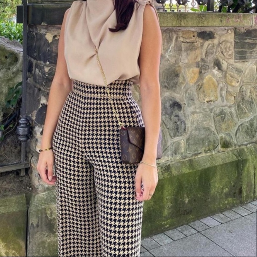 ZARA Houndstooth Pants  Wide Leg Cullote